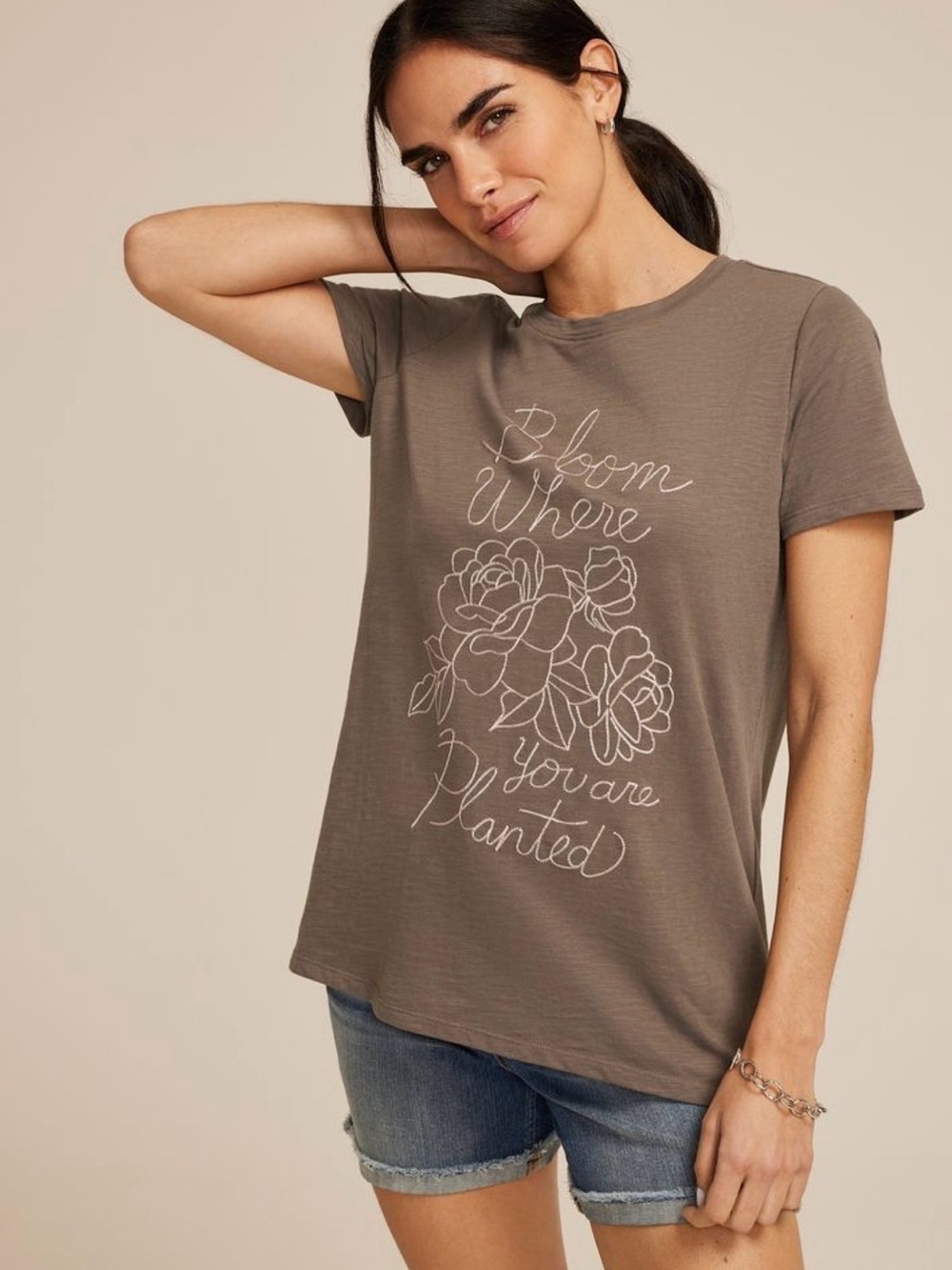 Maurices Taupe/Brown Short-Sleeve Graphic Tee